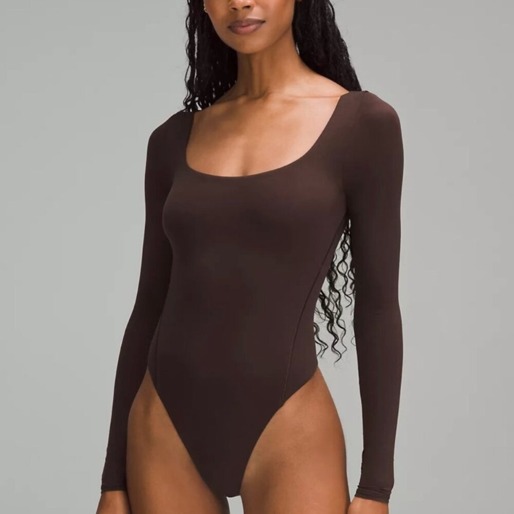 Lululemon Nulu Square Neck Long Sleeve Bodysuit Brown - Sz Large
